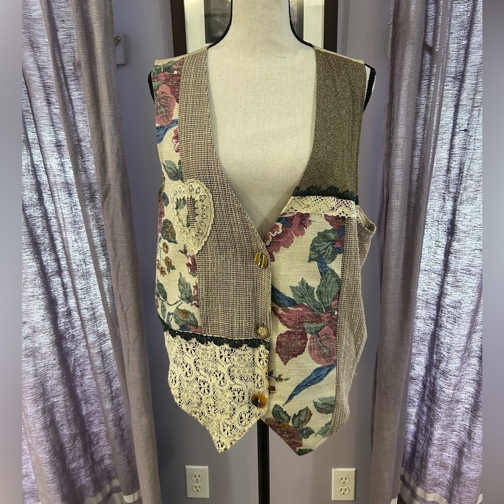 Vintage Judy Knapp Floral Patchwork Vest